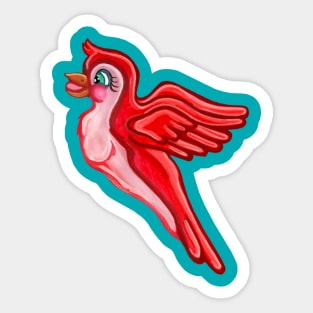 Bright Red Cartoon Parrot Sticker